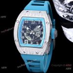 AAA Replica Richard Mille RM010 Pave Diamond Blue Rubber Watches